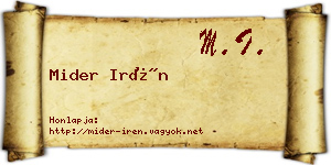 Mider Irén névjegykártya